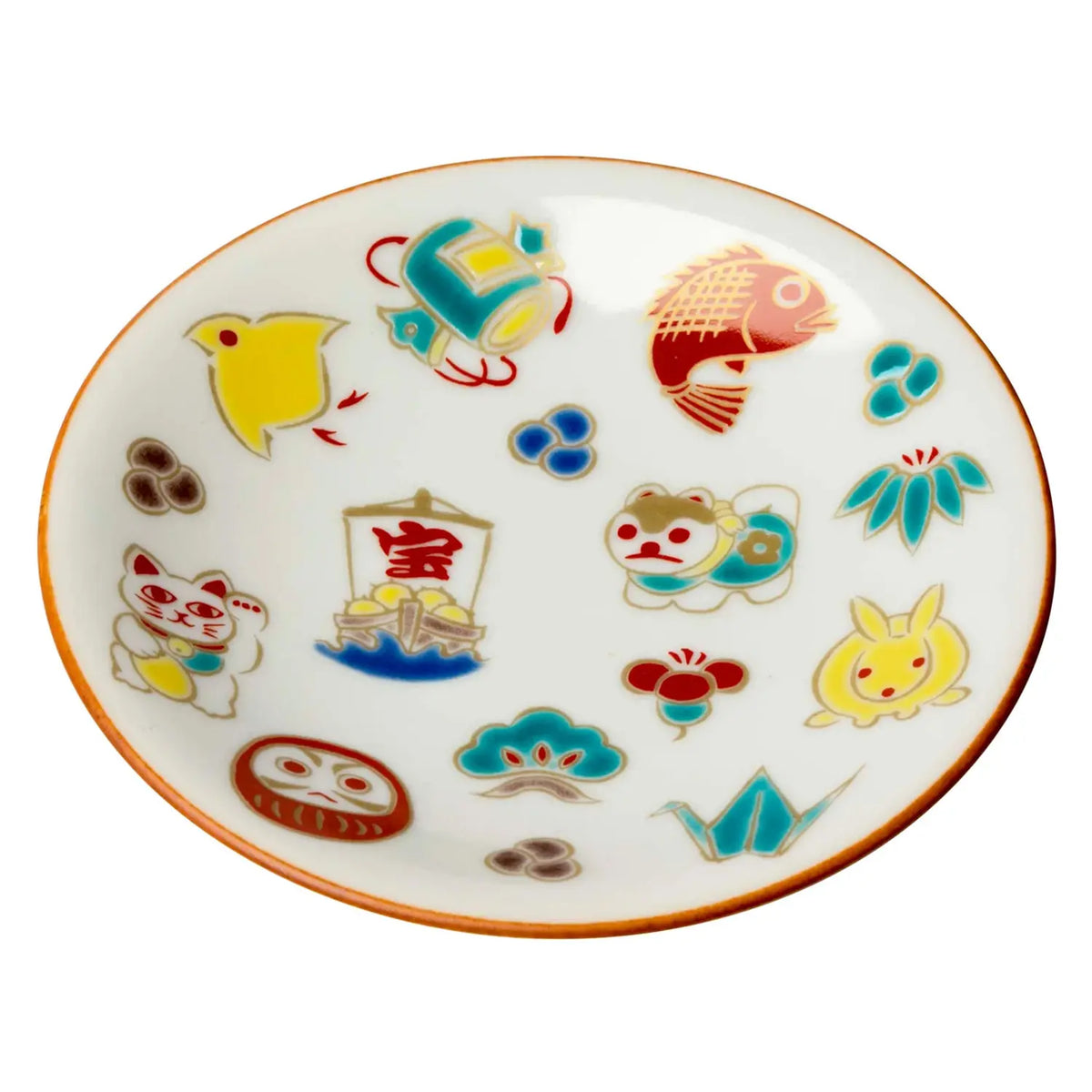 SEIKOU KISSYO II Kutani Porcelain Mamezara Small Plate Engimono