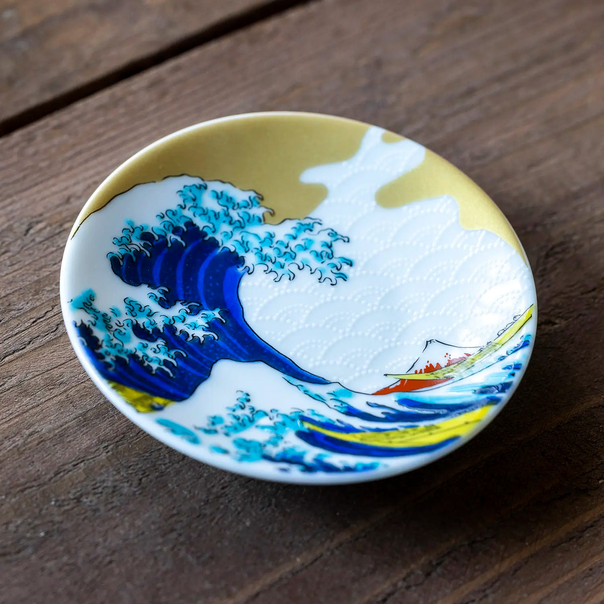 SEIKOU KISSYO Kutani Porcelain Mamezara Small Plate Nami