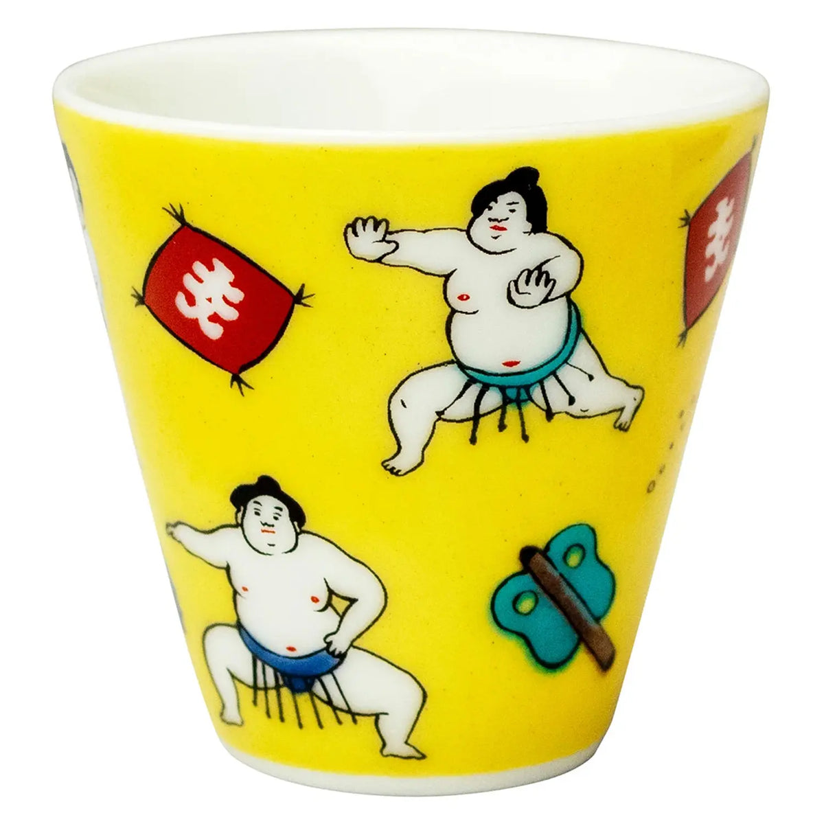SEIKOU KISSYO Kutani Porcelain Soba Choko Cup Sumo Wrestler