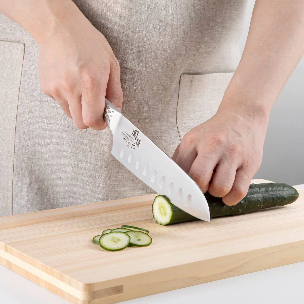 Seki Magoroku Shousou Stainless Steel Dimple Hollow Edge Santoku Knife