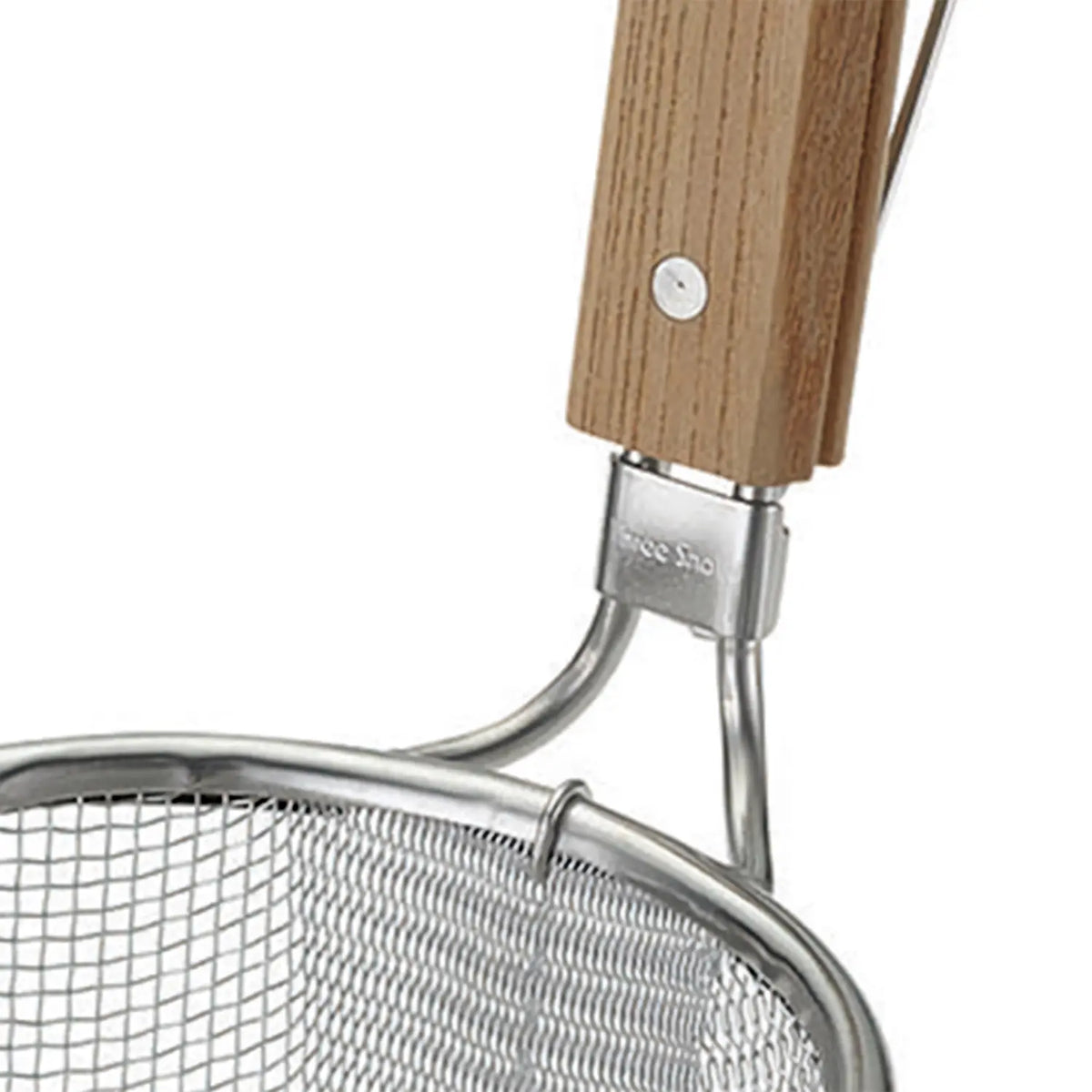 Three Snow Stainless Steel Tebo Noodle Strainer Round Base with Wooden Handle