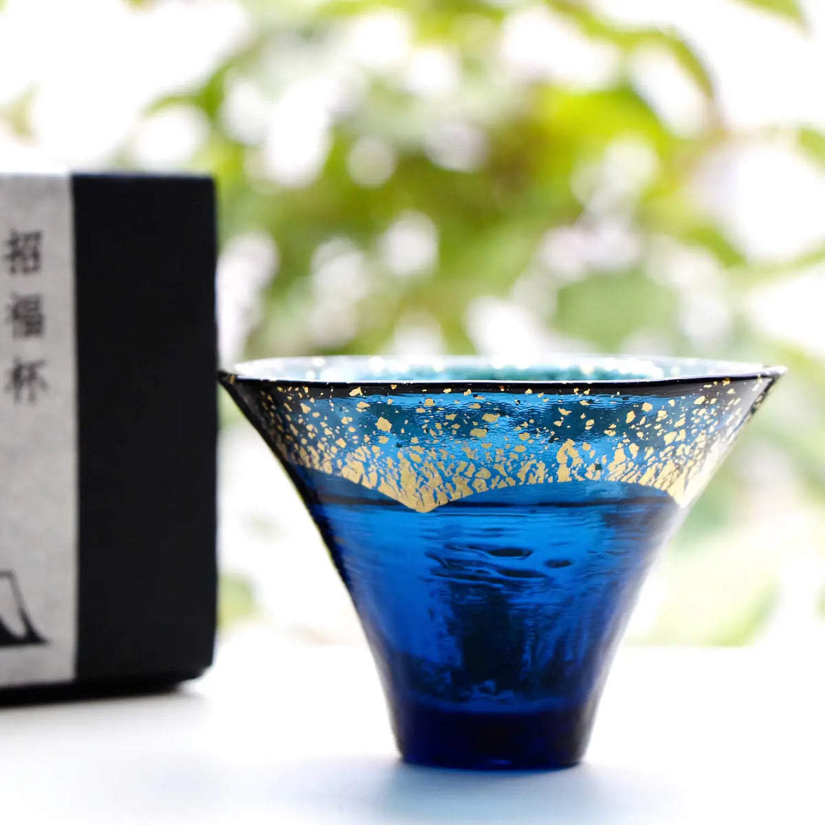 Toyo Sasaki Glass Mt. Fuji Soda Lime Glass Cold Sake Cup Navy Blue