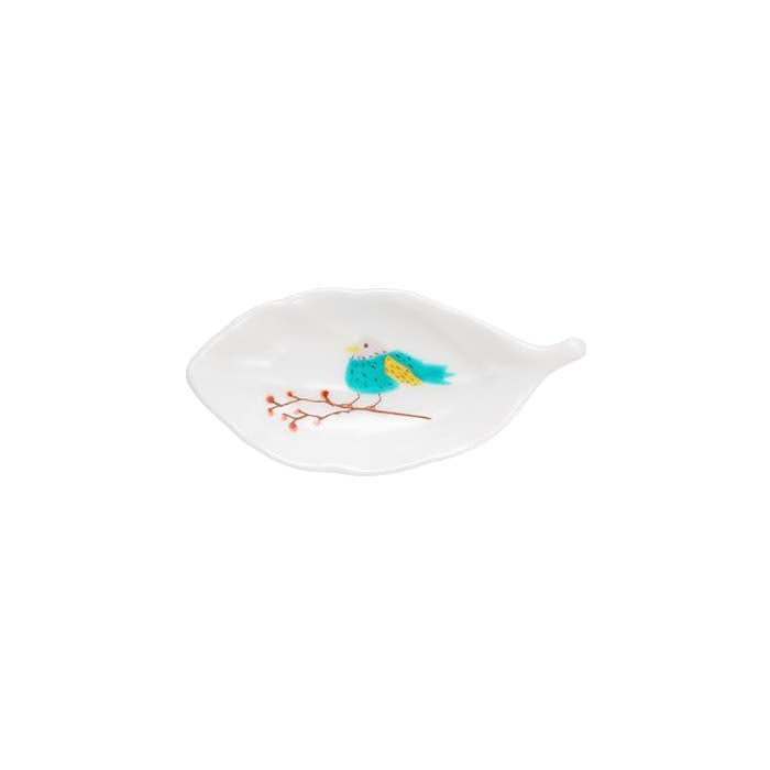 Harekutani Porcelain Bird Leaf Small Plate Chopstick Rest