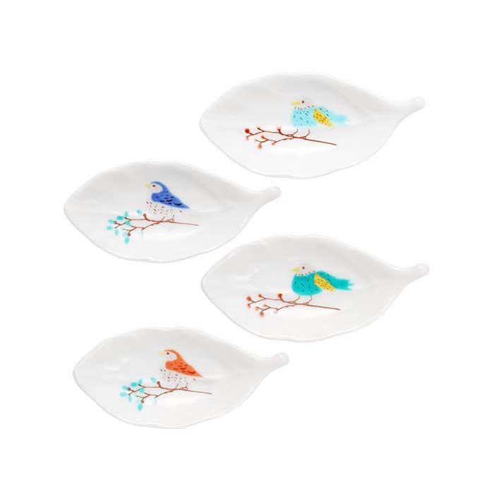 Harekutani Porcelain Bird Leaf Small Plate Chopstick Rest