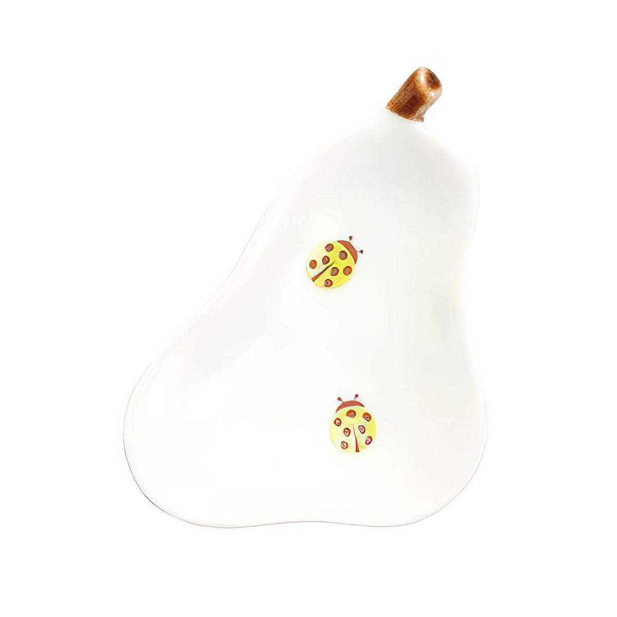 Harekutani Porcelain Pear Plate with Ladybug
