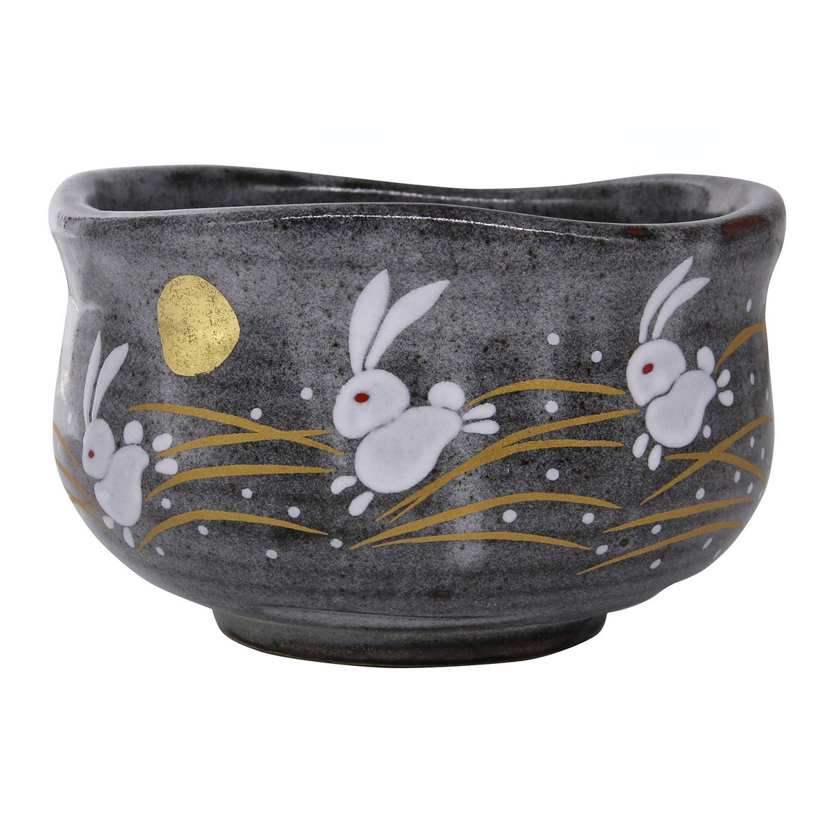 Kutani Ware Porcelain Hopping Rabbit Matcha Tea Bowl
