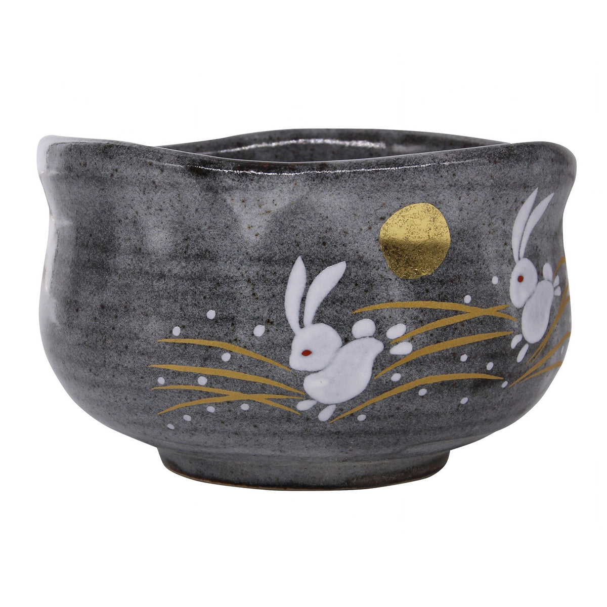 Kutani Ware Porcelain Hopping Rabbit Matcha Tea Bowl
