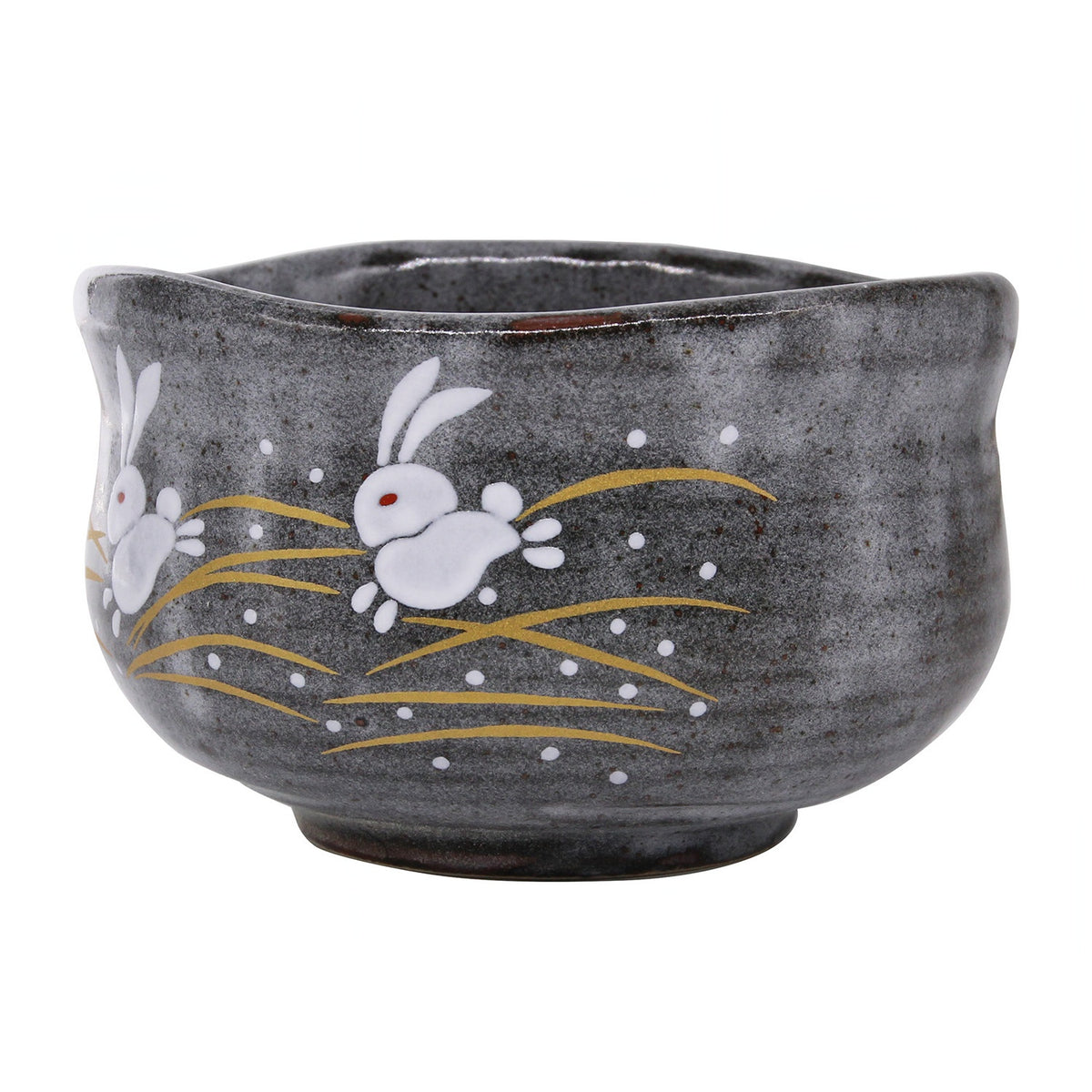 Kutani Ware Porcelain Hopping Rabbit Matcha Tea Bowl