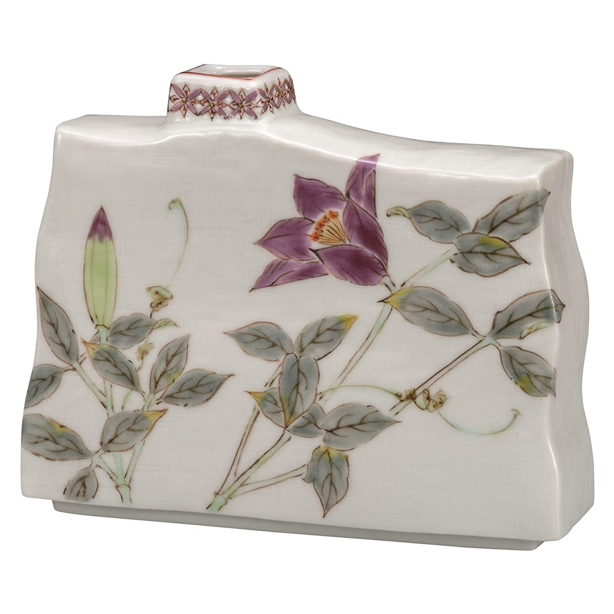 Kutani Ware Porcelain Single-flower Vase Clematis