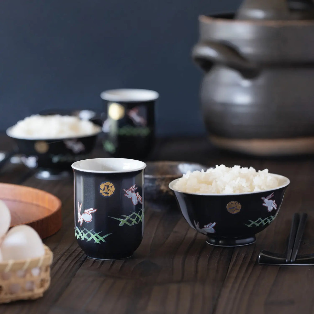 Kutani Ware Porcelain Tableware Set Moon Rabbit