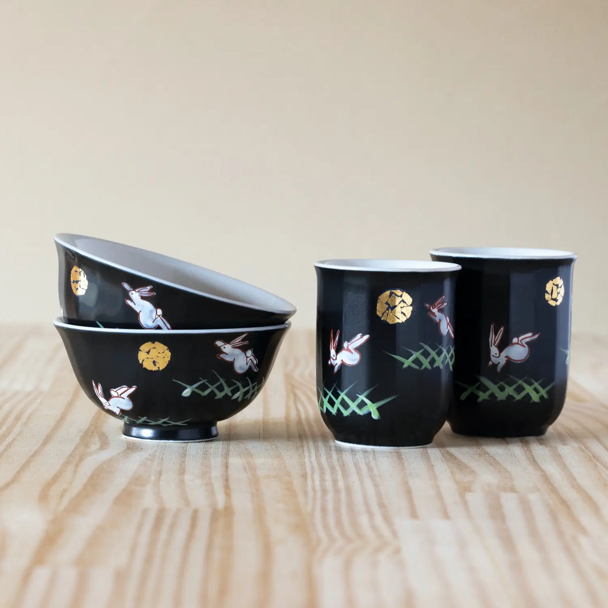 Kutani Ware Porcelain Tableware Set Moon Rabbit
