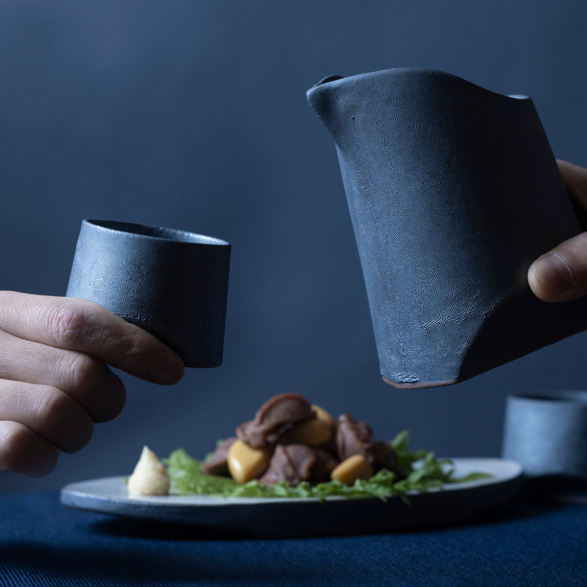 Marumi Yasuda Kawara TSUKI Ceramic Guinomi Sake Cup