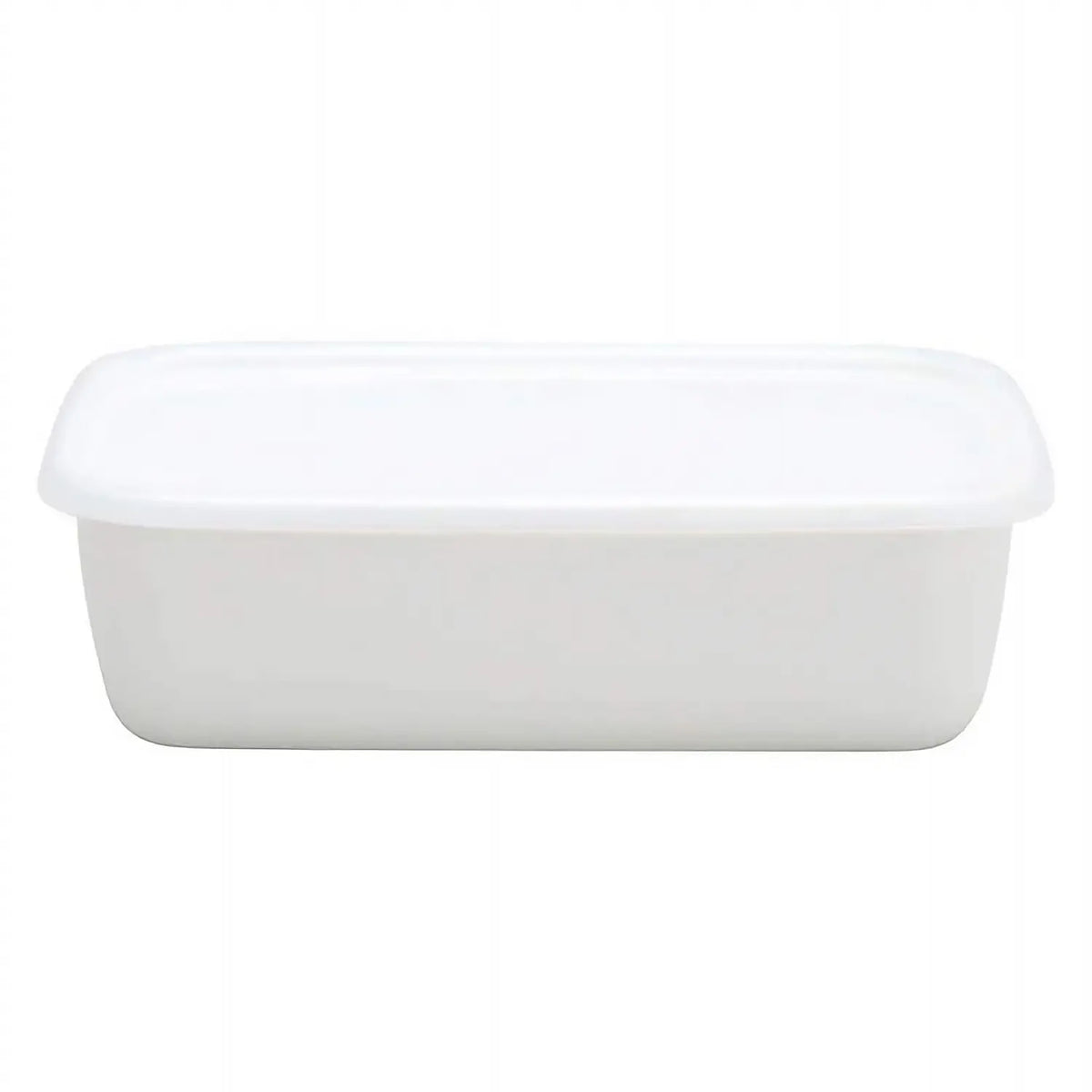 Noda Horo White Series Enamel Rectangle Deep Food Containers with Lid