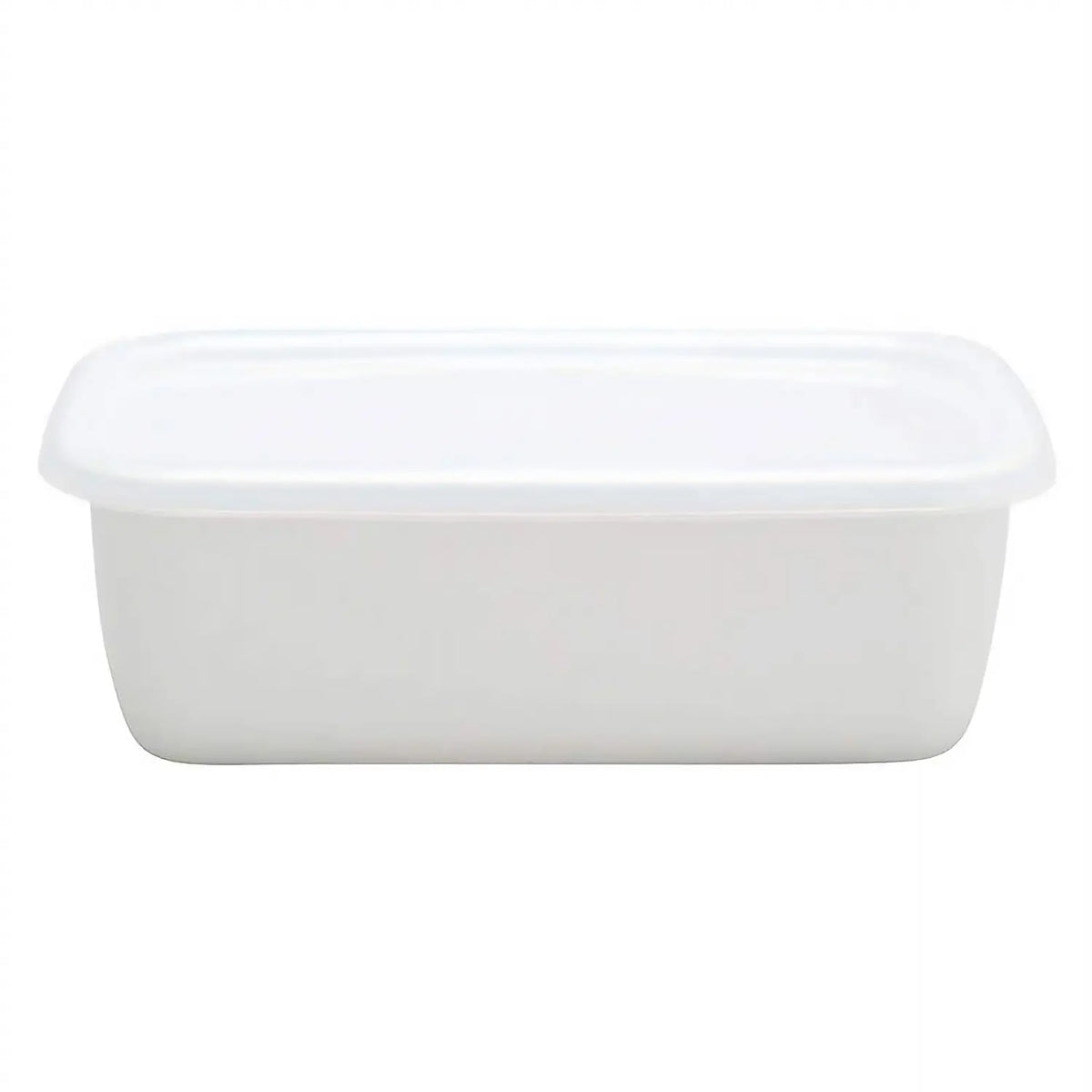 Noda Horo White Series Enamel Rectangle Deep Food Containers with Lid