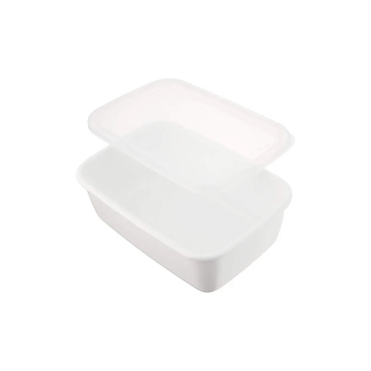 Noda Horo White Series Enamel Rectangle Deep Food Containers with Lid