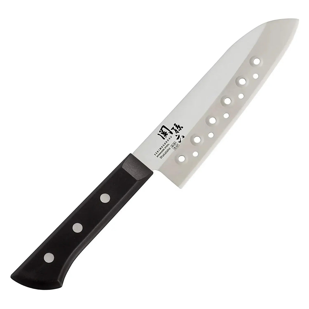 Seki Magoroku Wakatake Stainless Steel Perforated Santoku Knife