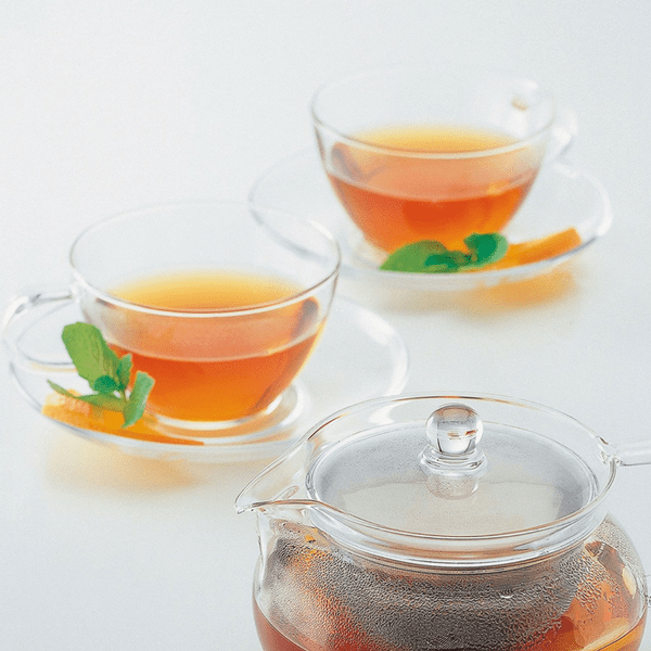 Hario Heat Resistant Glass Teacup &amp; Saucer 230ml Cups &amp; Saucers