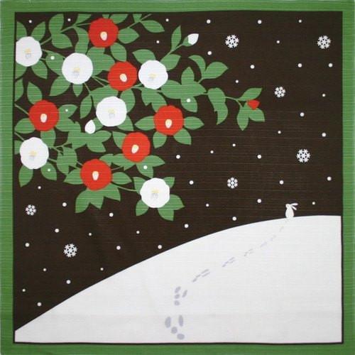 Maeda Senko Cotton Furoshiki Bento Lunch Cloth (Winter Camellia) Furoshikis