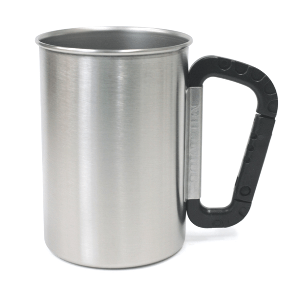 Takeda Stainless Steel Mug with Plastic Karabiner Handle (2 Colours) Black Mugs